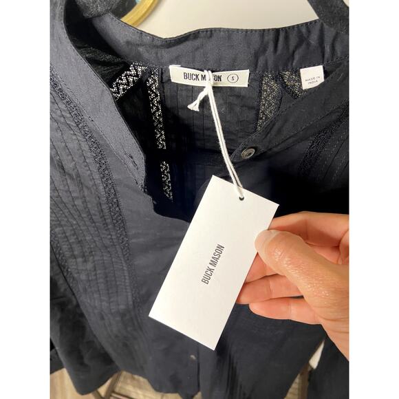 Buck Mason Black Heirloom Poplin Poet Shirt size S small - Picture 3 of 6